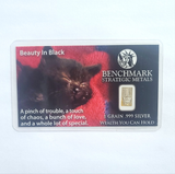 Beauty in Black - 1 Grain .999 Fine Silver Bullion Bar - In COA Card