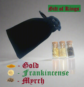 Stocking Stuffer - Gold - Frankincense - Myrrh - in a black velvet pouch