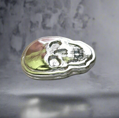 Skull - .999 Fine Zinc Art Bar ( 100 - 110 Grams ) - With Certificate of Authenticity