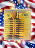 (10) $10,000 - 24K Gold Foiled Trump Novelty Federal Reserve Notes