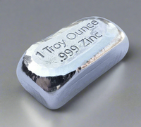 1 Troy Ounce .999 Fine Zinc Bullion Bar - No Logo