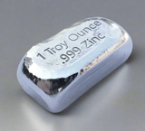 1 Troy Ounce .999 Fine Zinc Bullion Bar - No Logo