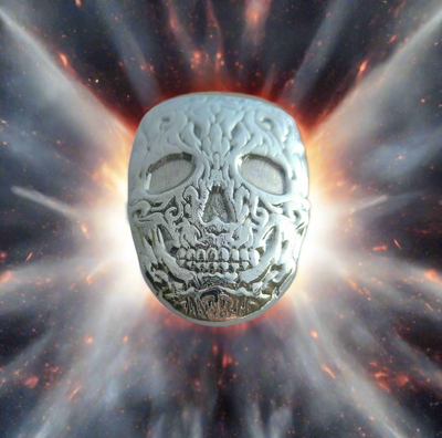 Skull -  .999 Fine Zinc Art Bar ( 115 -125 Grams ) - With Certificate of Authenticity