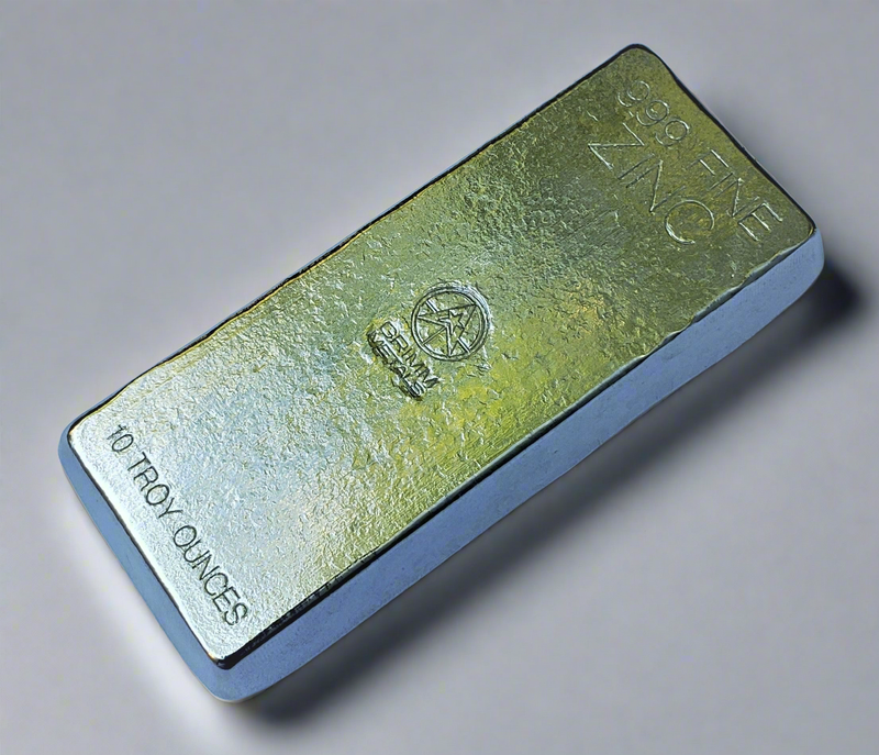 10 Troy Ounce .999 Fine Zinc Bullion Bar | Grimm Metals