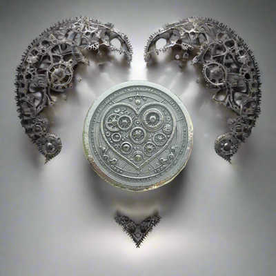 Clockwork Heart - Deluxe 1 Troy Ounce Poured .999 Fine Zinc Art Round - Laser Etched - Certified