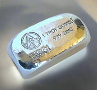 1 Troy Ounce .999 Fine Zinc Bullion Bar