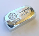 1 Troy Ounce .999 Fine Zinc Bullion Bar