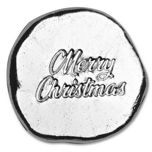 1/2 Troy Ounce .999 Fine Hand Poured Silver Round - "Merry Christmas"