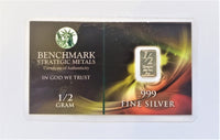 1/2 Gram .999 Fine Silver Bullion Bar