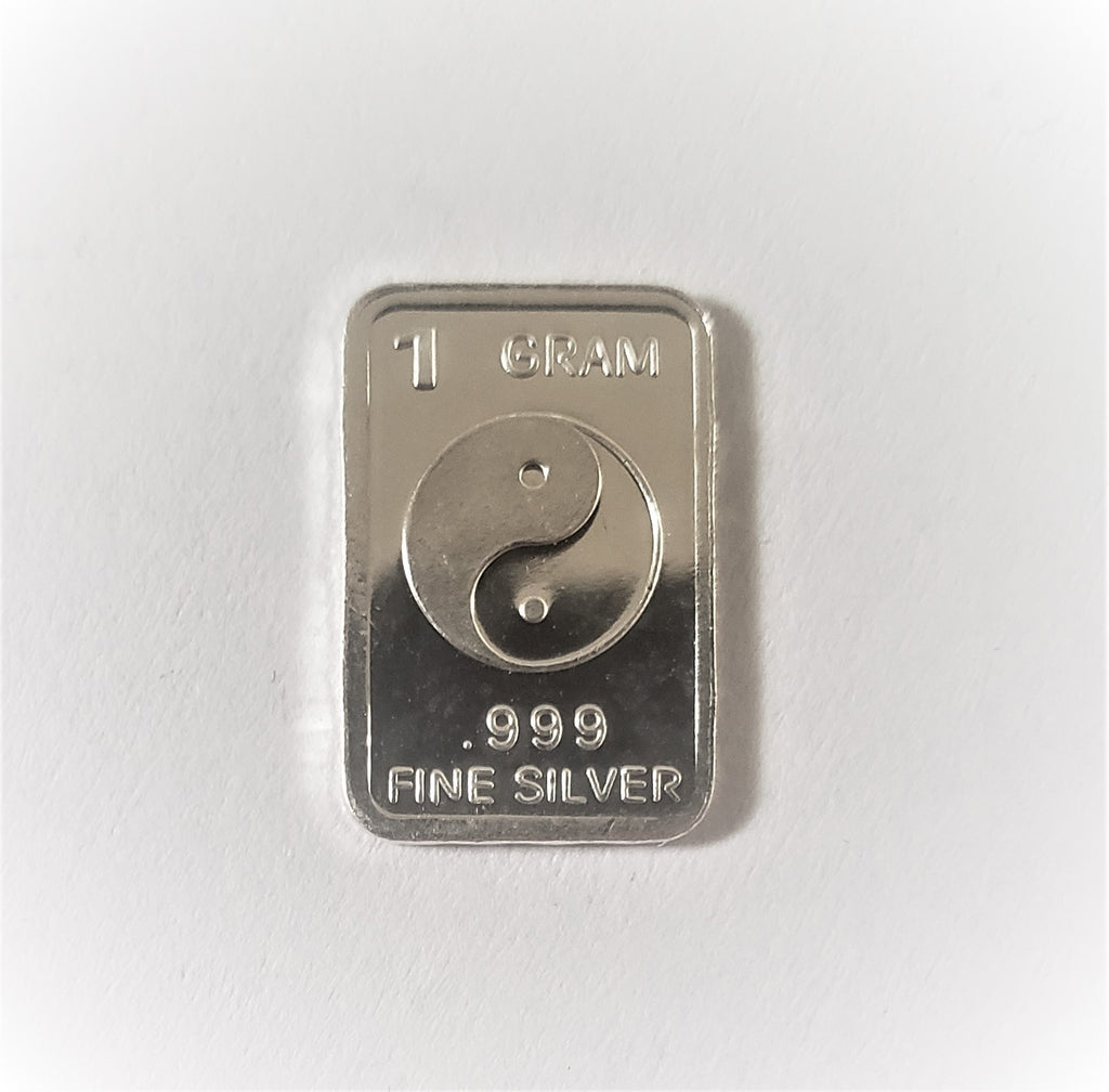 1 Gram .999 Fine Silver Bar - Yin Yang