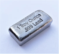 1 Troy Ounce .999 Fine Lead Bullion Bar - No Logo