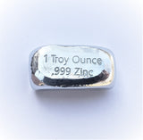 1 Troy Ounce .999 Fine Zinc Bullion Bar - No Logo
