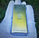 10 Troy Ounce .999 Fine Zinc Bullion Bar
