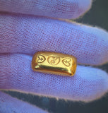 10 Gram 24K Gold Plated .999 Fine Silver Art Bar - Yin Yang & Hearts