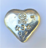 3 Troy Ounce .999 Fine Silver Heart - Hand Poured & Stamped with 24K Gold Electroplating