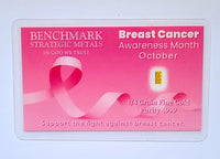 Breast Cancer Pink Ribbon - 1/4 Grain .999 Fine 24K Gold Bar in COA Card