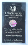 Fire and Rescue - 1/4 Grain .999 Fine 24k Gold Bullion Bar In COA Card