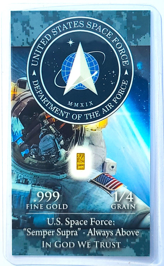 U.S. Space Force - 1/4 Grain .999 Fine 24k Gold Bullion Bar In COA Card
