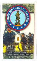 Army National Guard - 1/4 Grain .999 Fine 24k Gold Bullion Bar In COA Card