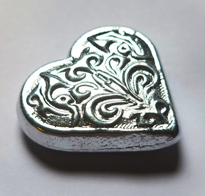 Heart -  .999 Fine Zinc Art Bar ( 70 -80 Grams )