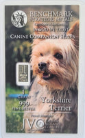 1 Grain .999 Fine Silver Bullion Bar - Dog Series - Yorkshire Terrier