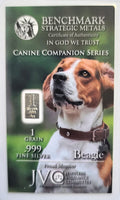 1 Grain .999 Fine Silver Bullion Bar - Dog Series - Beagle