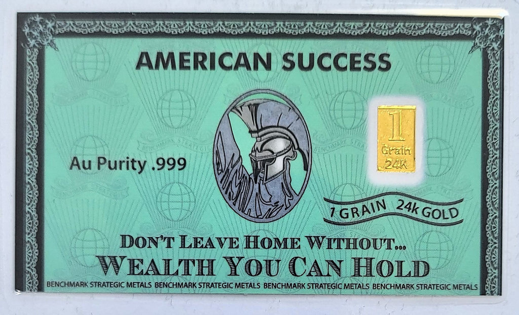 American Success - 1 Grain .999 Fine 24k Gold Bullion Bar In COA Card