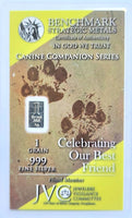 1 Grain .999 Fine Silver Bullion Bar - Dog Series - Best Friend