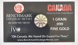 Canadian Social Insurance - 1 Grain .999 Fine 24k Gold Bullion Bar In COA Card