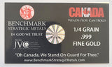 Canadian Social Insurance - 1/4 Grain .9999 Fine 24k Gold Bullion Bar In COA Card
