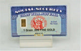 Social Security - 1 Grain .999 Fine 24k Gold Bullion Bar In COA Card