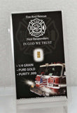 Fire and Rescue - 1/4 Grain .999 Fine 24k Gold Bullion Bar In COA Card