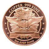 1 Ounce .999 Fine Copper Round - Flowing Hair Dollar