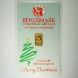 Merry Christmas - 1/2 Gram .999 Fine 24k Gold Bullion Bar