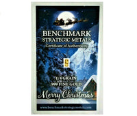 Merry Christmas Night - 1/4 Grain .999 Fine 24k Gold Bullion Bar In COA Card