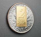 2 Grain .9999 Fine 24k Gold Bullion Bar