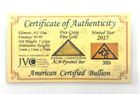 5 Grain .9999 Fine 24k Gold Bullion Pyramid Bar