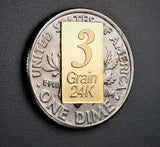 3 Grain .9999 Fine 24k Gold Bullion Bar