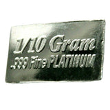 1/10 Gram .999 Fine Platinum Bullion Bar