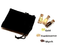 Stocking Stuffer - Gold - Frankincense - Myrrh - in a black velvet pouch