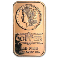 1 Ounce .999 Fine Copper Bar - Morgan Dollar