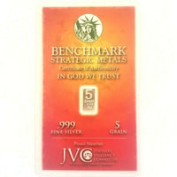 5 Grain .999 Fine Silver Bullion Bar - In COA Card