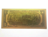 $2 - 24K Gold Foiled Novelty Federal Reserve Note