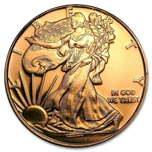 1 Ounce .999 Fine Copper Round - Walking Liberty