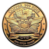 1 Ounce .999 Fine Copper Round - Walking Liberty