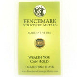 Green Marble Style - 5 Grain .999 Fine Silver Bullion Bar - In COA Card