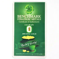 Lucky Gold - 1/4 Grain .9999 Fine 24k Gold Bullion Bar In COA Card