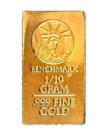 1/10 Gram .9999 Fine 24k Gold Bullion Bar