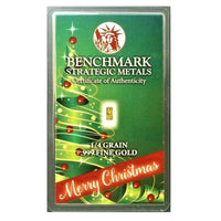 Merry Christmas - 1/4 Grain .999 Fine 24k Gold Bullion Bar In COA Card
