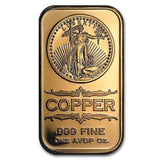 1 Ounce .999 Fine Copper Bar - Saint-Gaudens